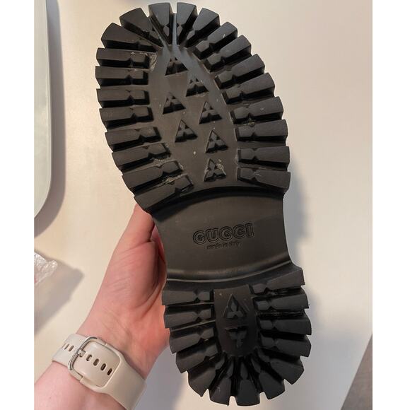 Gucci Perforated G Platform Mules in Black Rubber - Picture 11 of 13